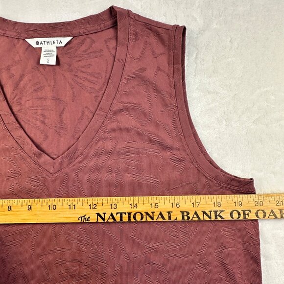 Athleta Essential V Neck Tank Twany Rose color Sz L Rose Print NWOT Workout Top - Picture 8 of 13